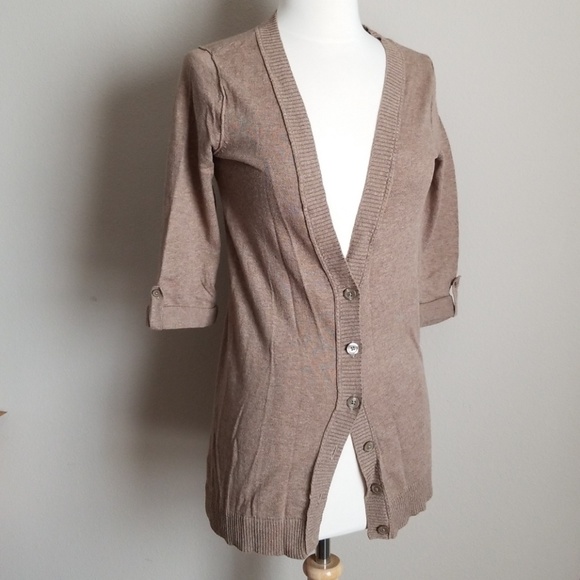 Taupe half sleeve cardigan - Picture 5 of 6